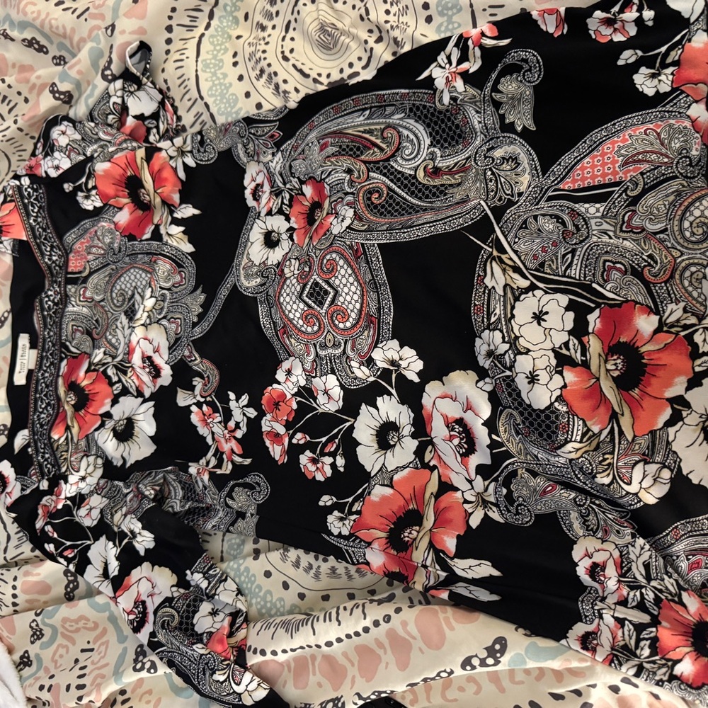 White House Black Market Black and Red Floral Dress